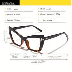 Y2K Style Clear Lens Glasses Tortoiseshell Frame Anti Light Reading