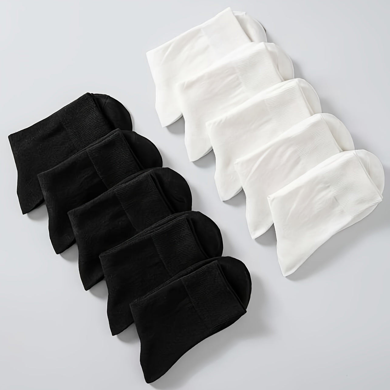 10 Pairs Plus Size Basic Crew Socks Women's Plus Solid Mid calf Socks