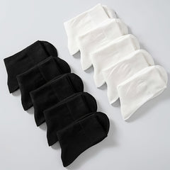 10 Pairs Plus Size Basic Crew Socks Women's Plus Solid Mid calf Socks