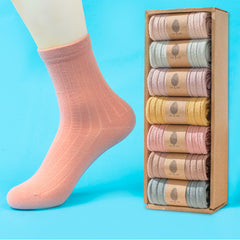 3 Pairs Women's Pastel Crew Socks in Purple and Brown Colors