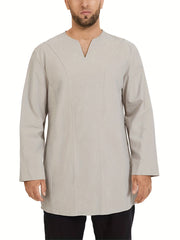 INCERUN Mens V Neck Shirt Formal Dress Long Sleeve Party Tunic Kaftan Top