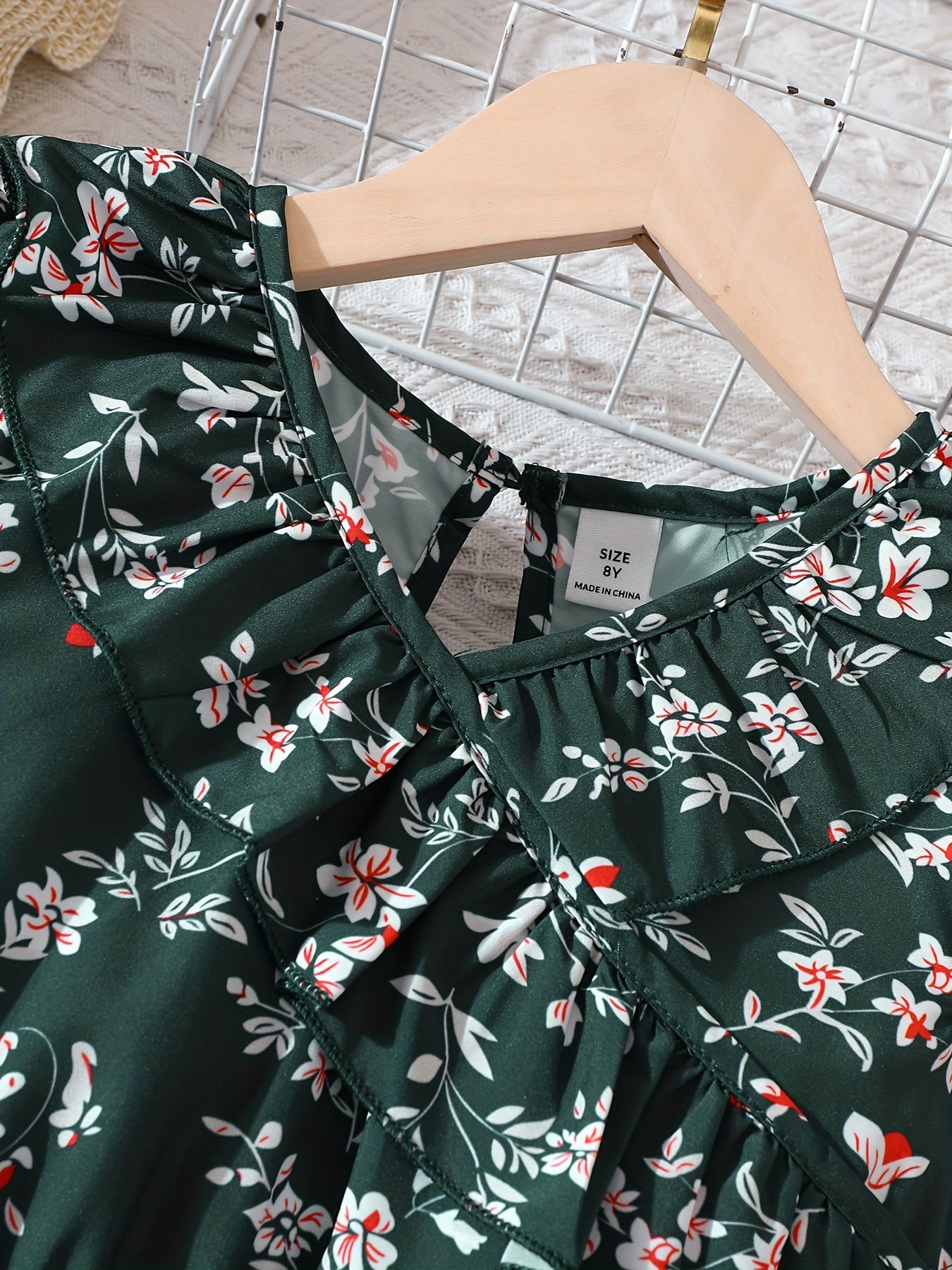 Girls Flower Print Dress with Waist Band - Summer Clothes