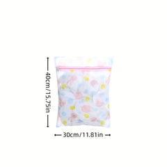 Flower Pattern Clothes Washing Bag Home Mesh Laundry Bag