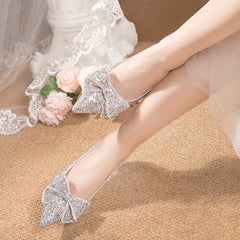 Glitter Sequins Pointed Toe Stiletto Heels Wedding Shoes