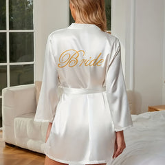 Long Sleeve V Neck Night Robe with Belt