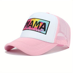 MAMA Print Trucker Hat Adjustable Baseball Cap Mesh Sports Dad Hats For Women