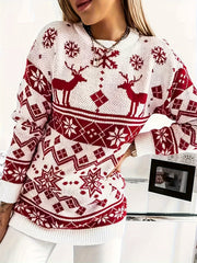 Christmas Casual Sweater Women Round Neck Jumper