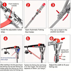 Automatic Spring Fishing Rod Holders Stainless Steel Adjustable Sensitivity