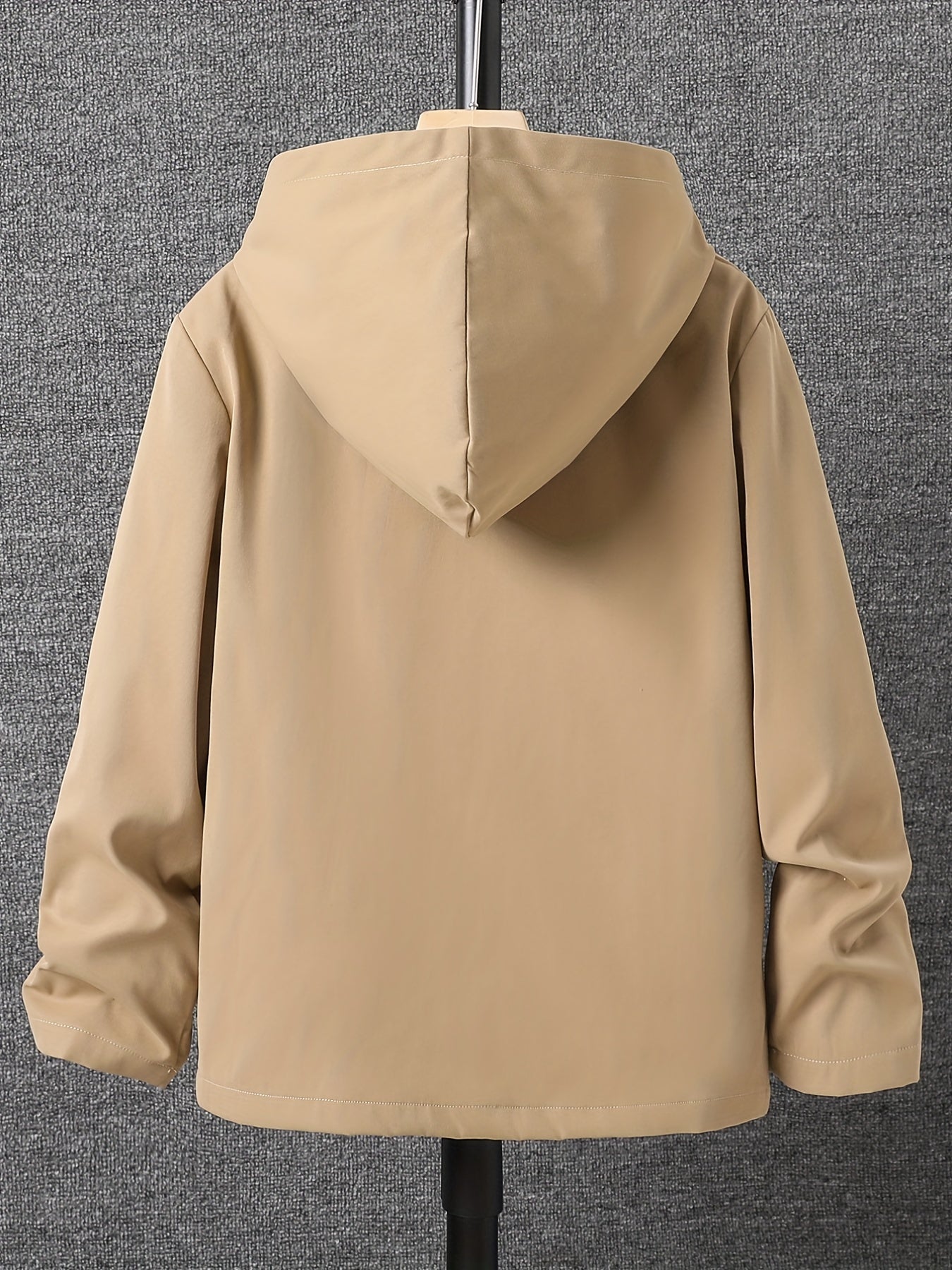 Boys Solid Hooded Warm Jacket Zip Up