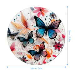 Floral Butterflies Round Mouse Mat Mouse Pad Non Slip Rubber Base