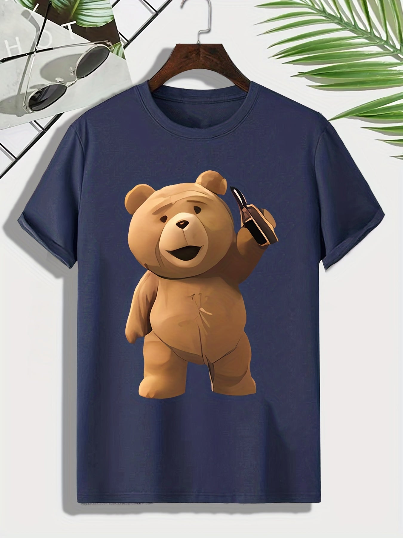Men's Teddy Bear Pattern T shirt Active Tee
