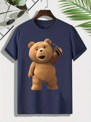 Men's Teddy Bear Pattern T shirt Active Tee