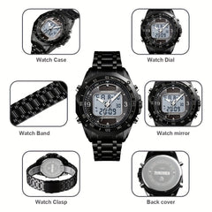 Waterproof Military Watch Stainless Steel Band Analog Sports Quartz