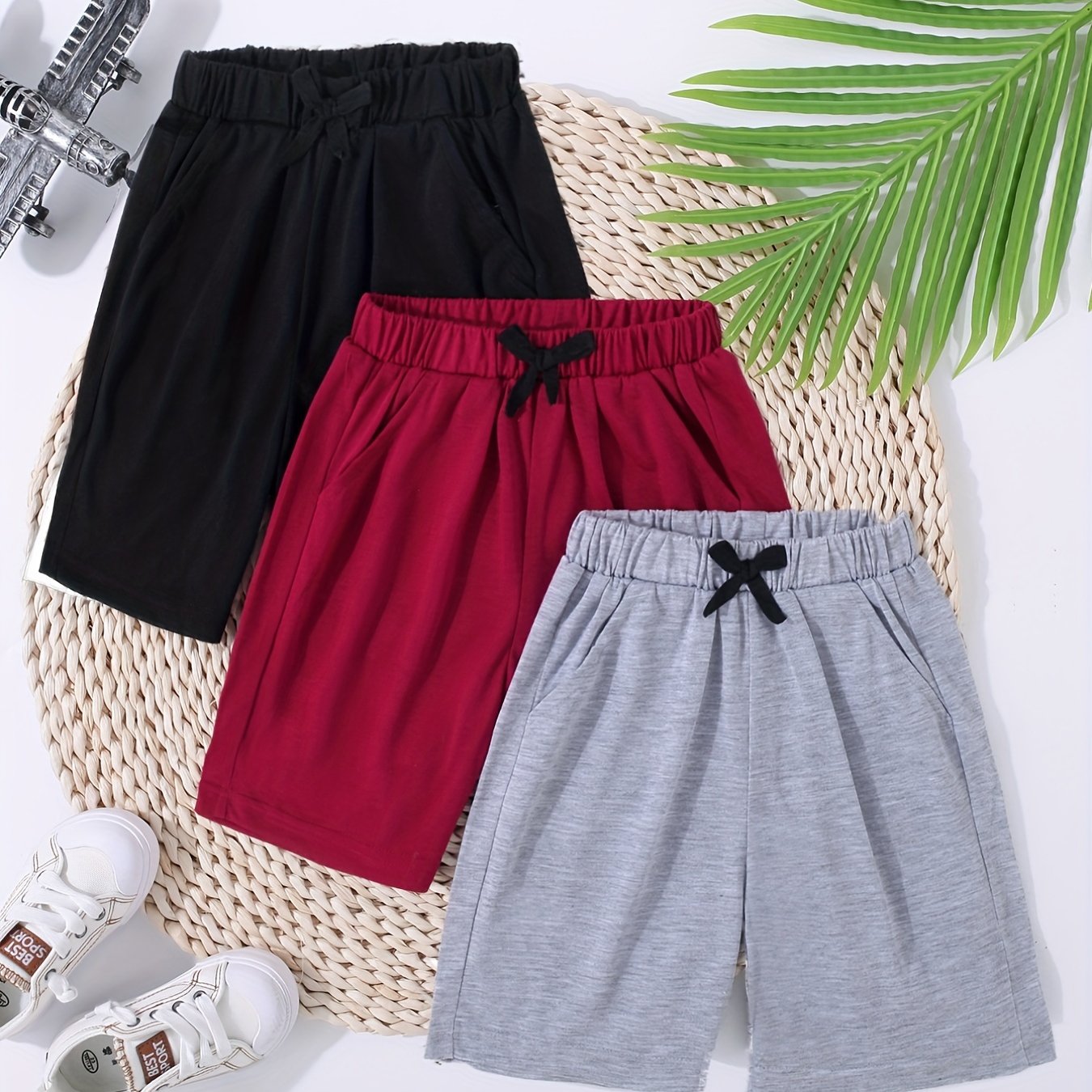 Boys Casual Shorts Drawstring Waist Pockets Summer Kids Clothes