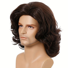 Men's Dark Brown Short Curly Wig Shaggy Party Wigs