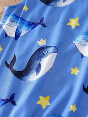 Baby Boys Whale Print Sleeveless Romper Comfortable Breathable