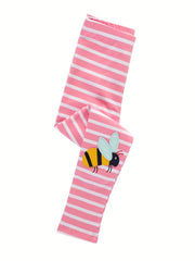 Toddler Girls Bee Flower Striped Leggings Casual Elastic Waist Pants