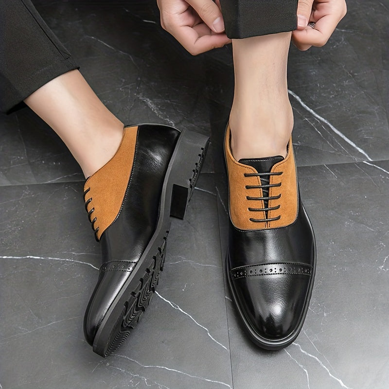 Men's Block Derby Shoes Non Slip Dress Shoes For Wedding Business