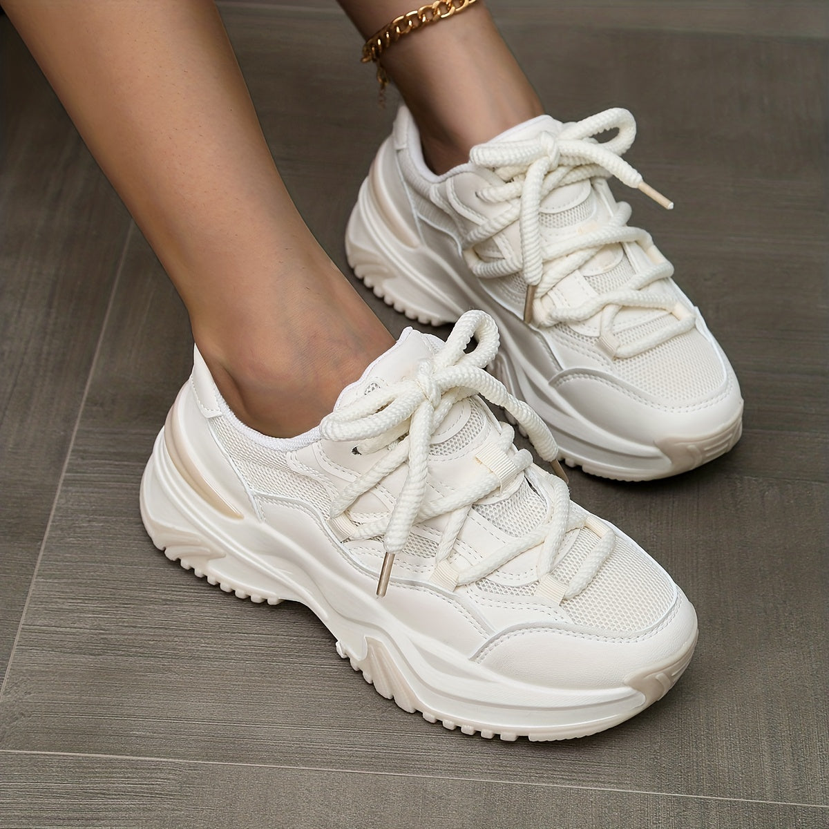 Women's Solid Breathable Chunky Sneakers Comfortable Travel Sport Shoes