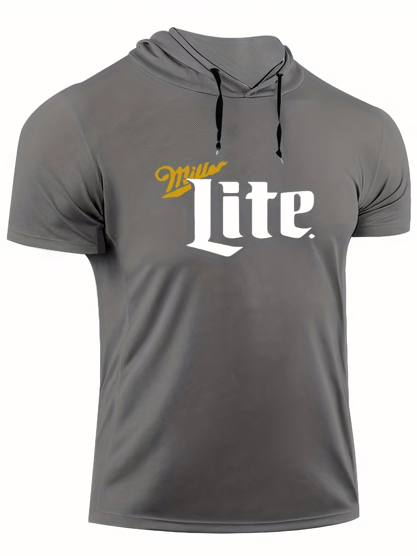 Men's Lite Print Hooded T Shirt Casual Stretch Breathable Tee