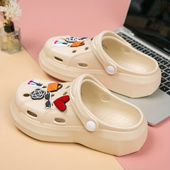 Women's Solid Indoor Slides Flatform Shoes