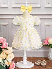 Baby Girls Sweet Floral Print Princess Dress