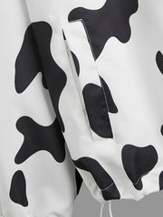 Cow Print Zip Up Hooded Jacket Y2K Coat
