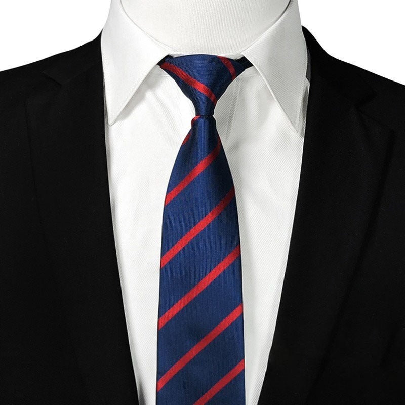 Men's Zip NeckTie Red Striped Business Professional Tie