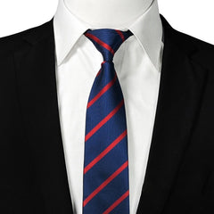 Men's Zip NeckTie Red Striped Business Professional Tie