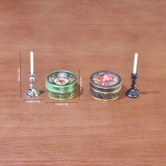 1:6 Scale Sewing Box & Candlestick Set Vintage Style Dollhouse Accessories