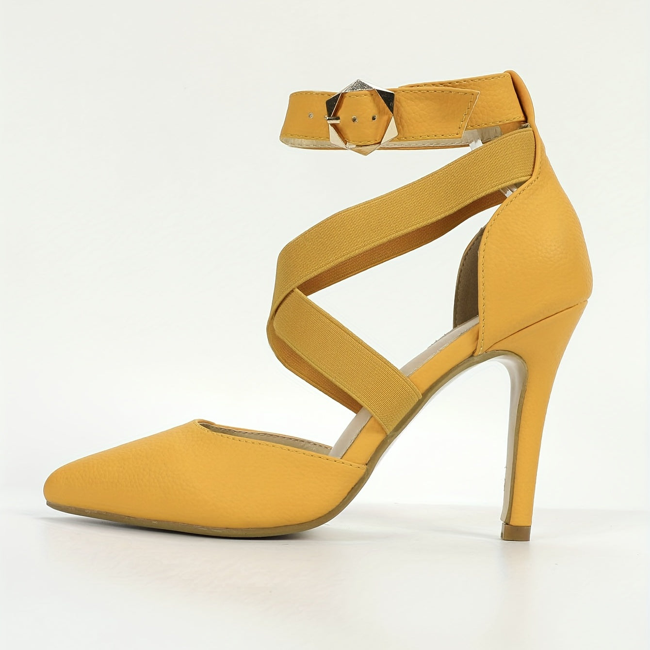 Solid Stiletto Heels Ankle Strap Pumps