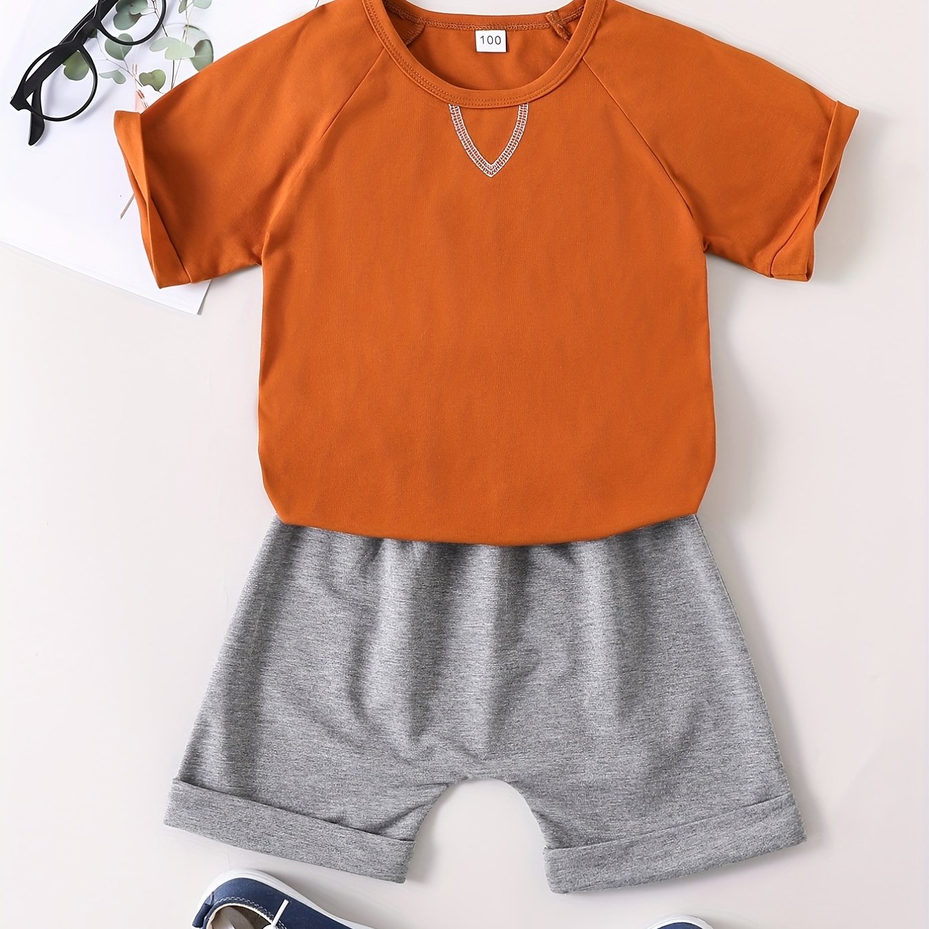 Boys Casual Outfit Round Neck T shirt & Shorts For Summer Kids Clothes