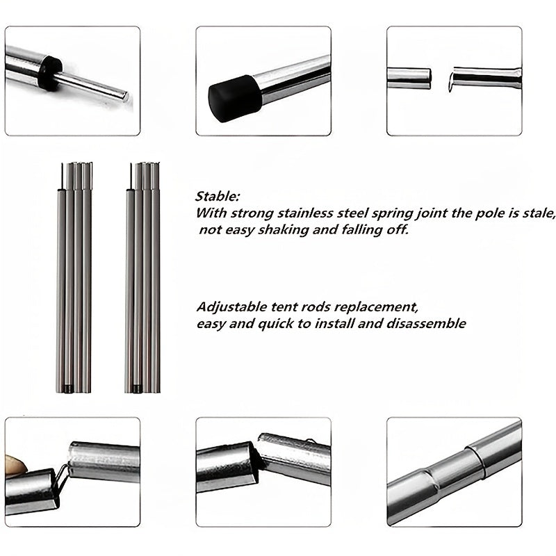 Adjustable Steel Poles Rods for Camping Tarps Shelter