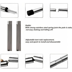 Adjustable Steel Poles Rods for Camping Tarps Shelter