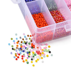 24 Grids 2mm Glass Beads Mixed Colors for Jewelry