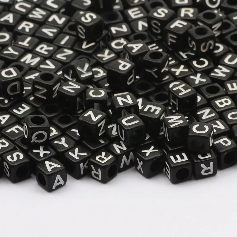 100pcs Mixed Letter Acrylic Beads Alphabet Cube Shape Spacer Jewelry Making