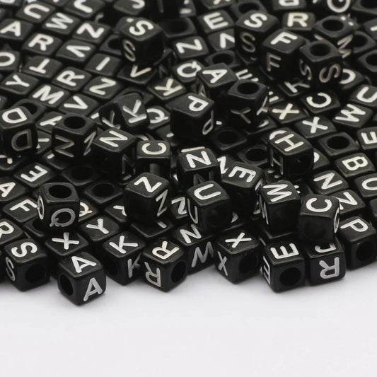 100pcs Mixed Letter Acrylic Beads Alphabet Cube Shape Spacer Jewelry Making