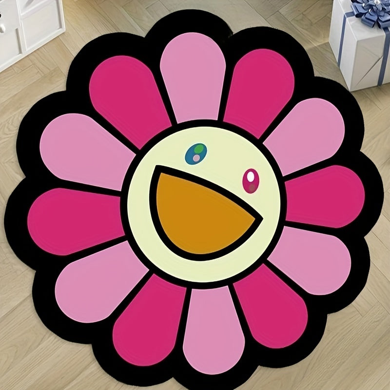 Sunflower Round Floor Mat Game Mat Carpet Non slip Door Mat