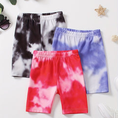 3pcs Kids Girls Tie Dye Elastic Waist Short Leggings Spring Summer Clothes