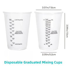 50pcs 8oz Disposable PP Scale Cup Mixing Measuring Cup Transparent Plastic Cup