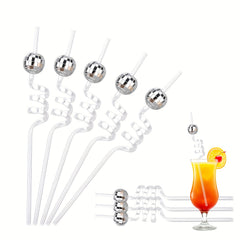 12 Reusable Disco Ball Straws for Party Decorations and Home Bar Use
