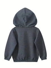 Boys Casual Stripe Hooded Zip Up Cotton Jacket Kids Clothing