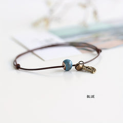 Vintage Leaf Pendant Anklet Waterproof Ankle Bracelet for Women