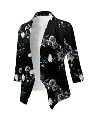 Floral Blazer Women's Shawl Collar Blouse