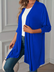 Solid Long Sleeve Open Front Cardigan