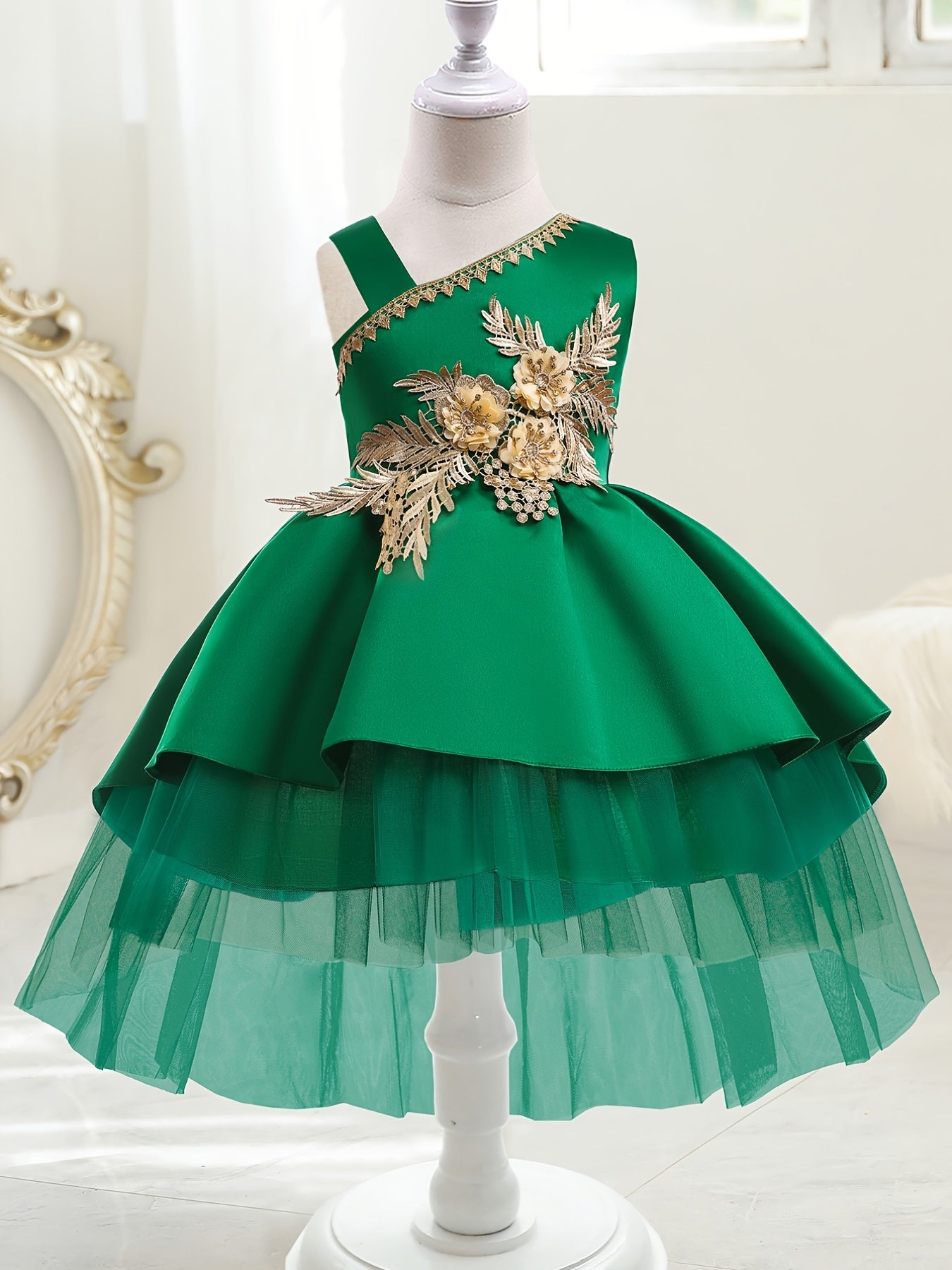 Girls Mesh Patchwork Princess Dress for Christmas Evening Party