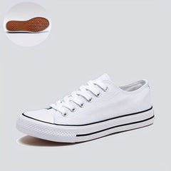 Women's Minimalist Flat Canvas Shoes Solid Lace Up Low Classic Shoes