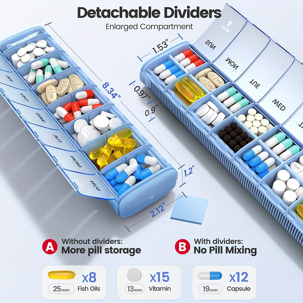 Waterproof Pill Organizer Golden Aluminum Shell Portable Travel