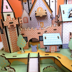 DIY 3D Wooden Puzzle Castle Kit for Kids and Adults