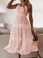 Lace Bridesmaid Dress Sleeveless Crew Neck Tank Dress